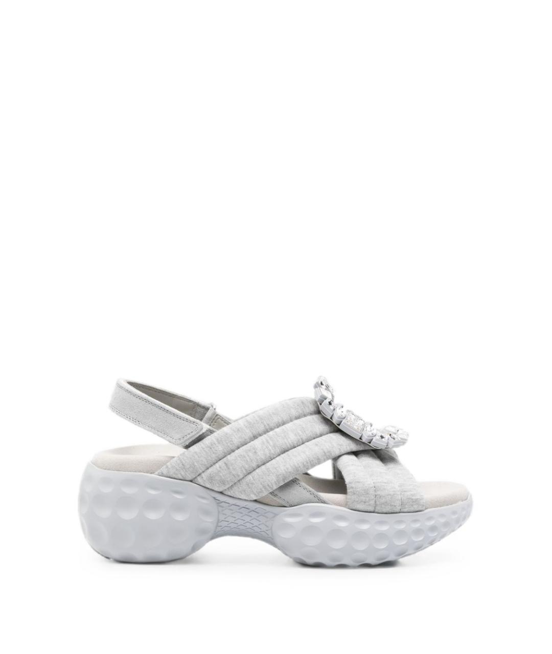 ROGER VIVIER Серые текстильные босоножки, фото 1