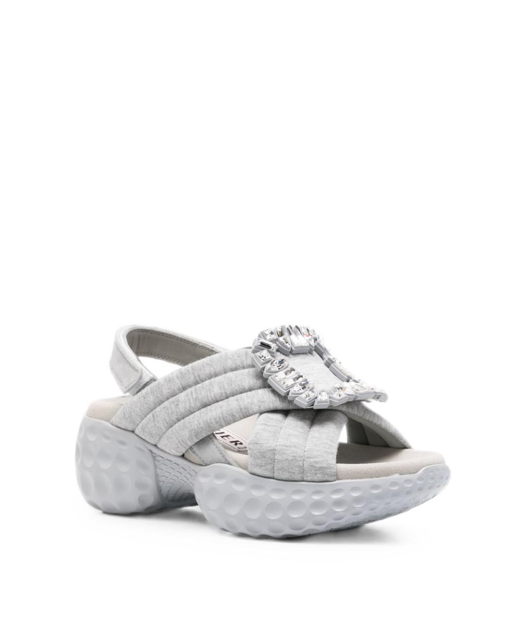 ROGER VIVIER Серые текстильные босоножки, фото 2