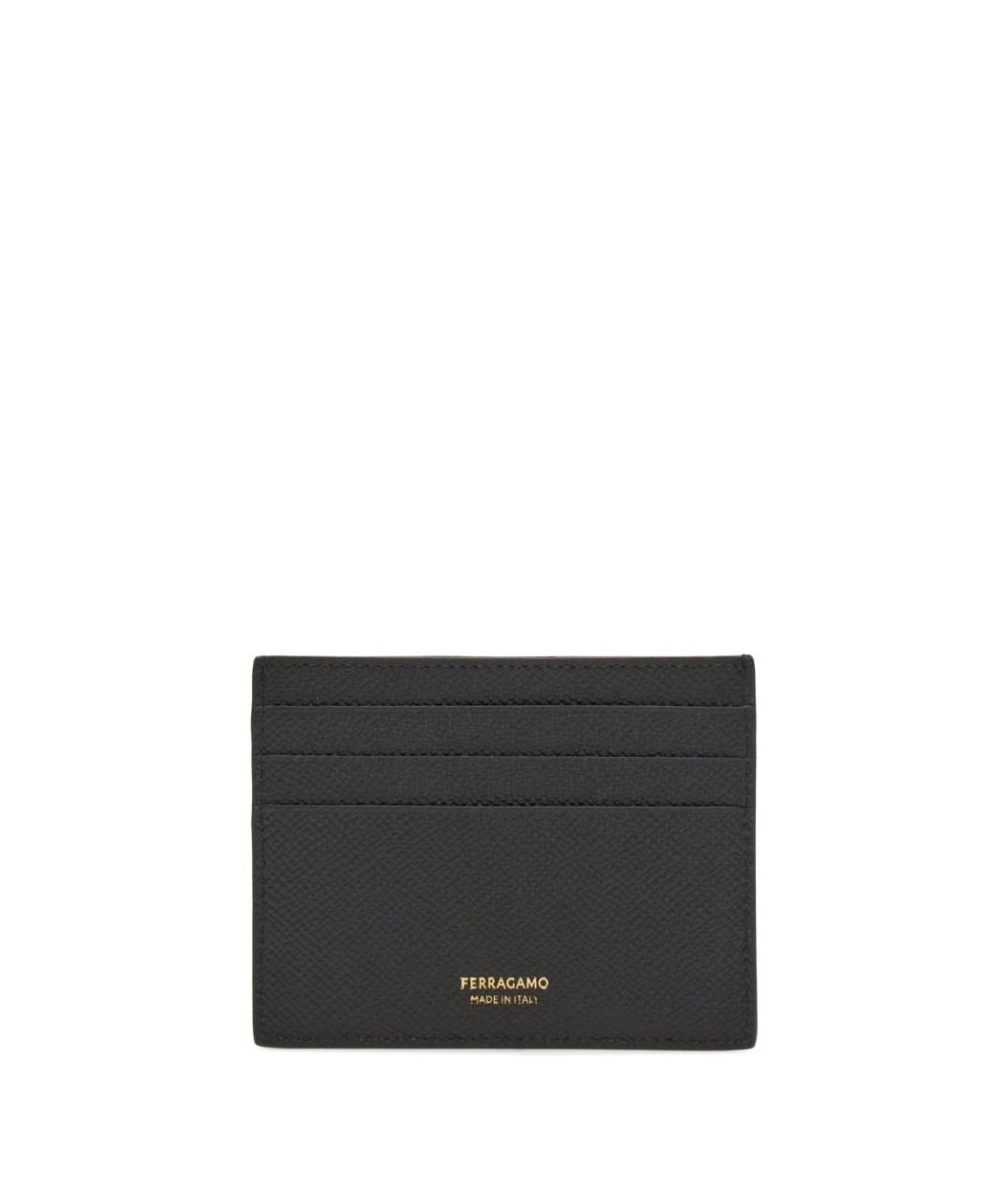 FERRAGAMO Черный кожаный кардхолдер, фото 3