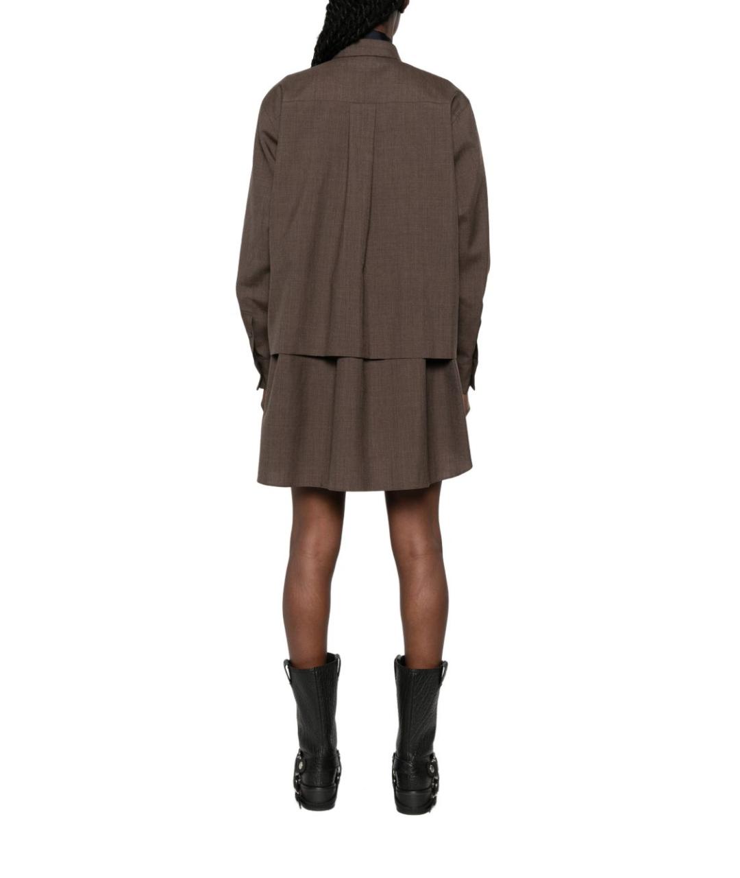 SACAI Коричневое хлопковое повседневное платье, фото 3