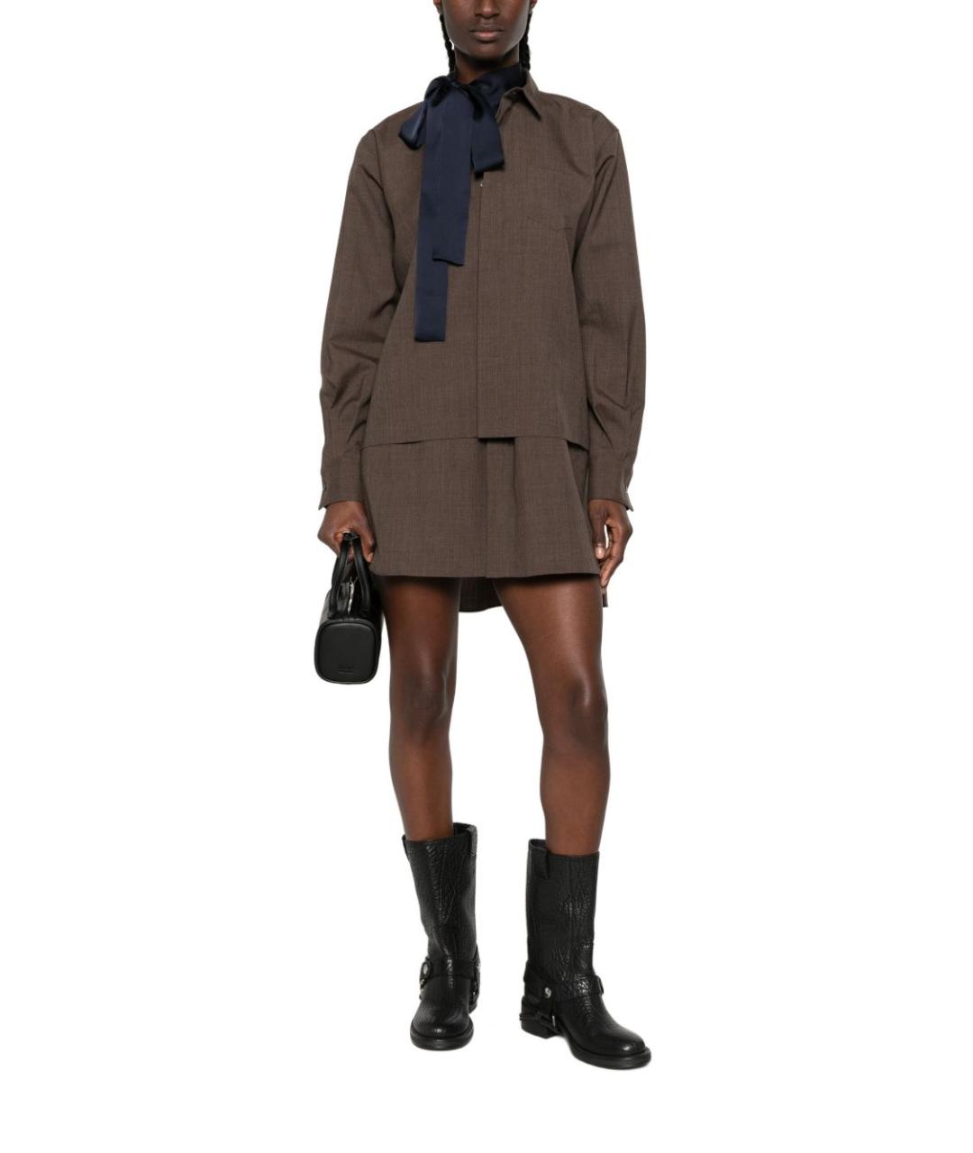 SACAI Коричневое хлопковое повседневное платье, фото 4