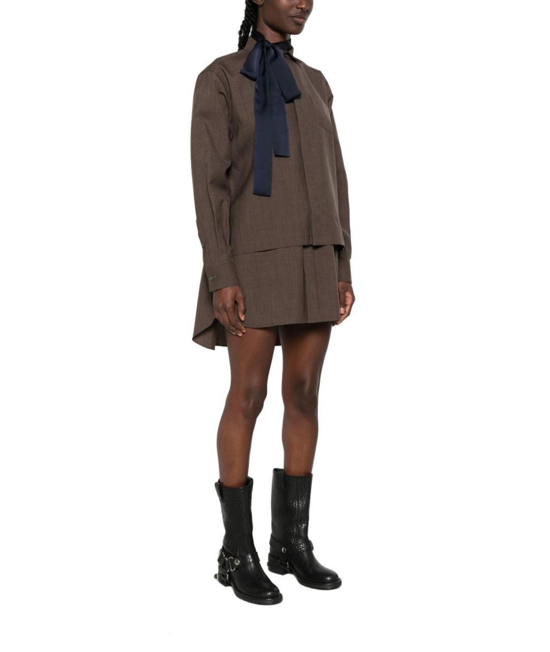 SACAI Коричневое хлопковое повседневное платье, фото 2