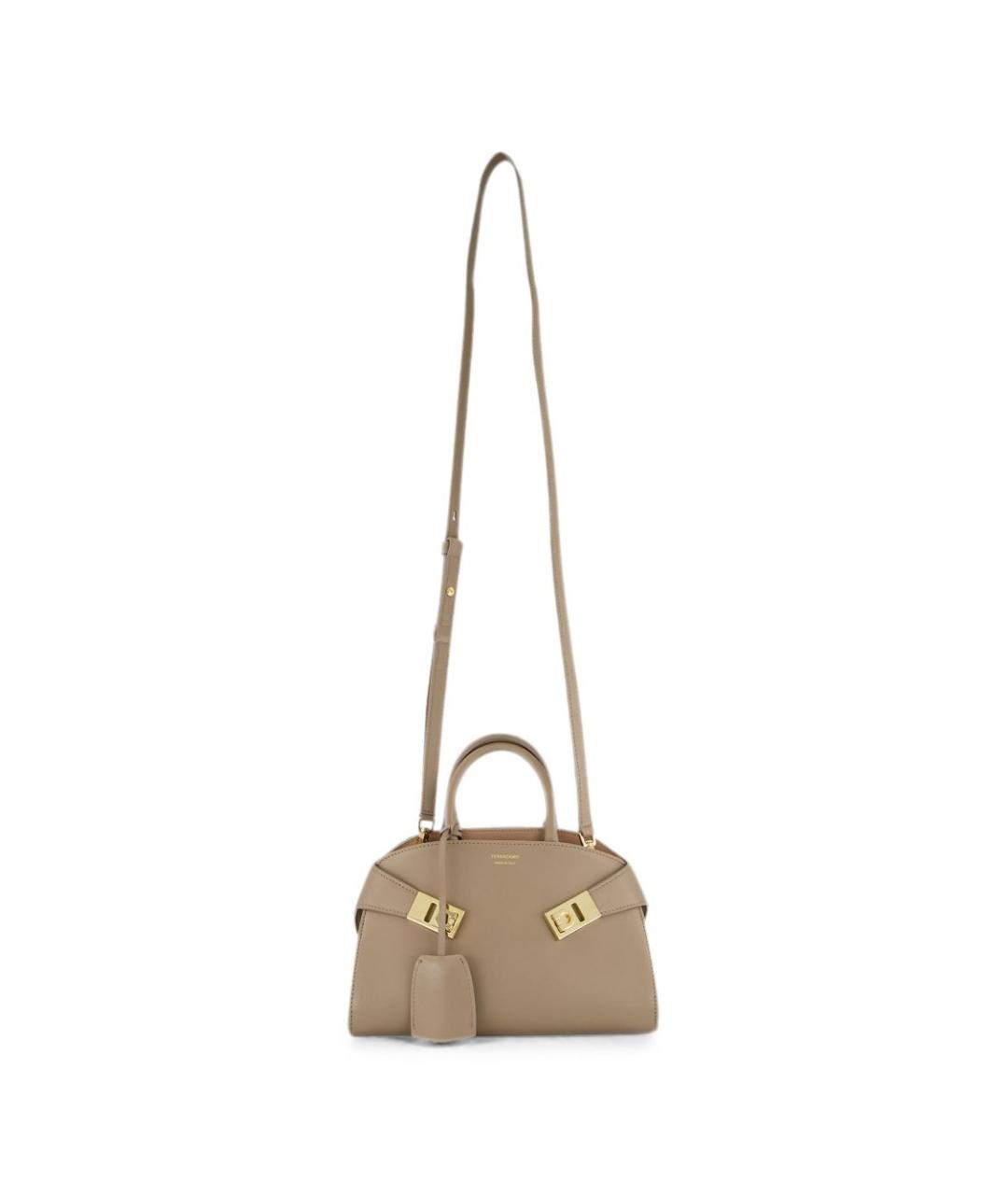 FERRAGAMO Серая кожаная сумка тоут, фото 2