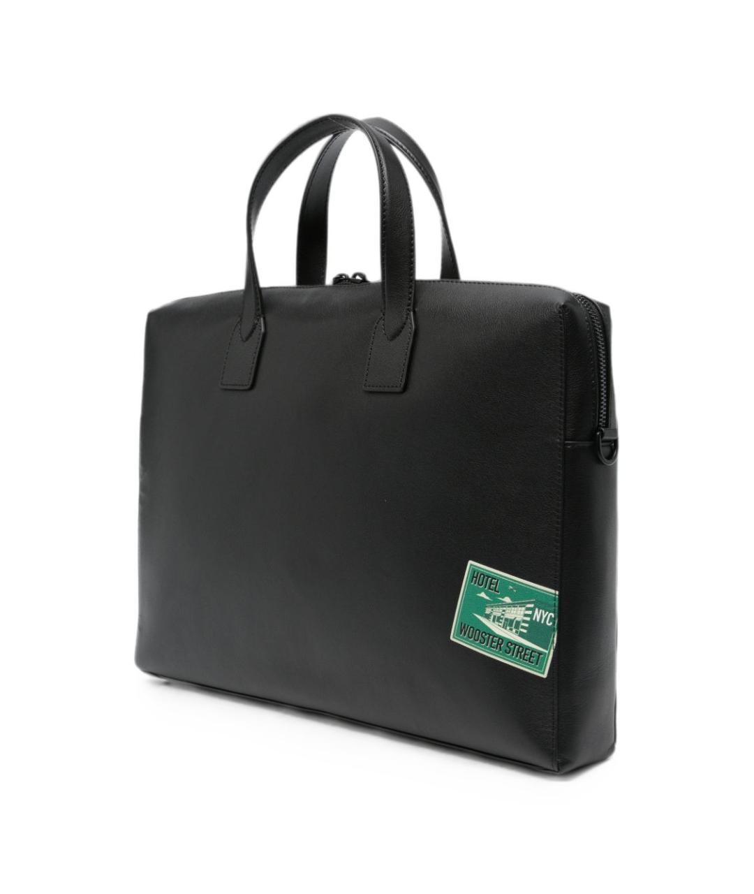 PAUL SMITH Черный кожаный портфель, фото 3
