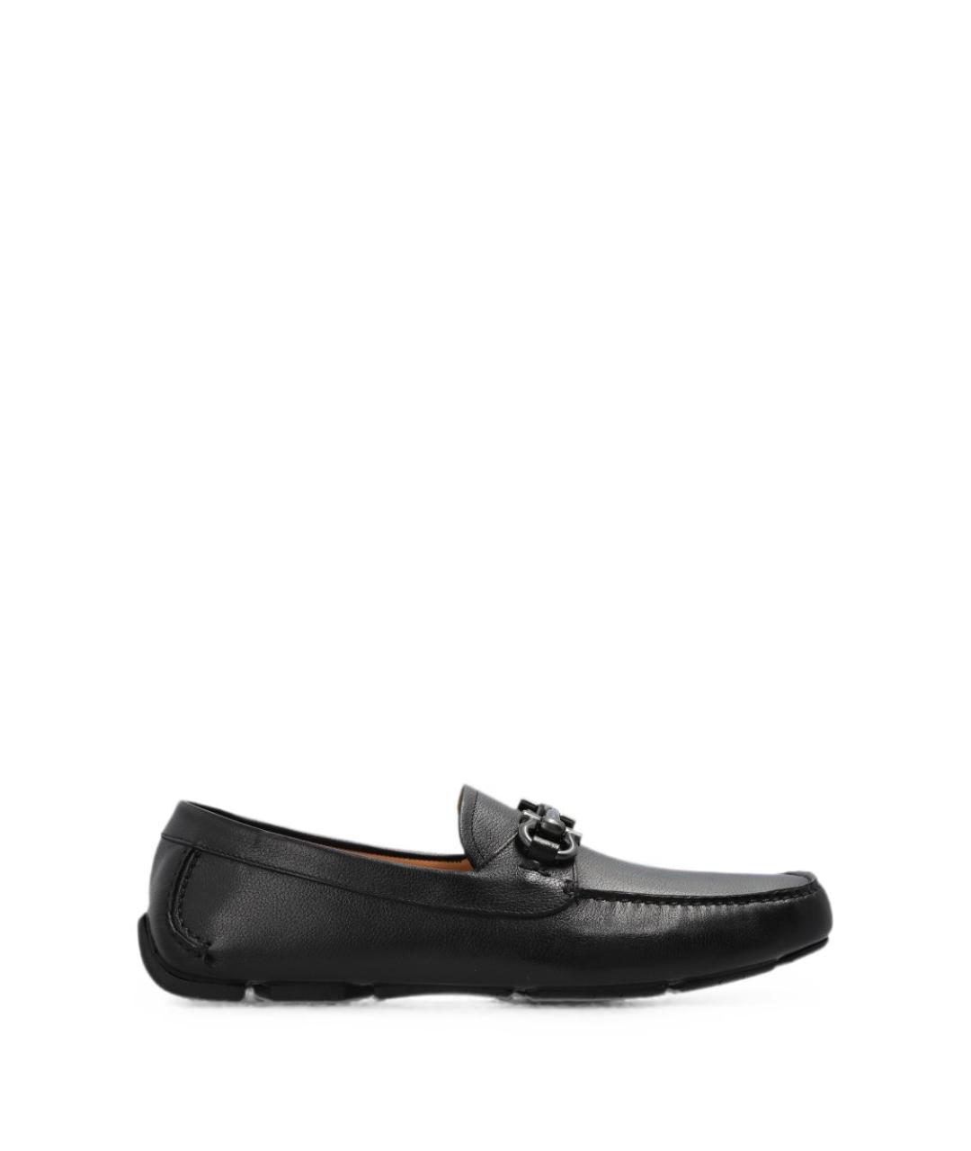 FERRAGAMO Черные кожаные низкие ботинки, фото 1