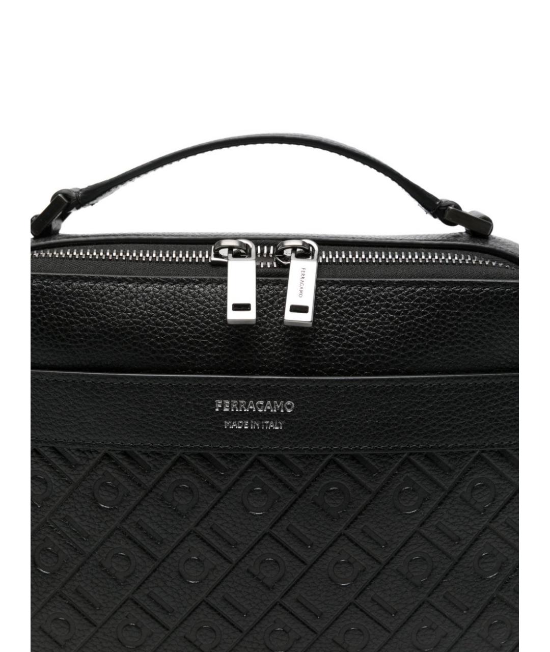 FERRAGAMO Черная кожаная сумка на плечо, фото 3