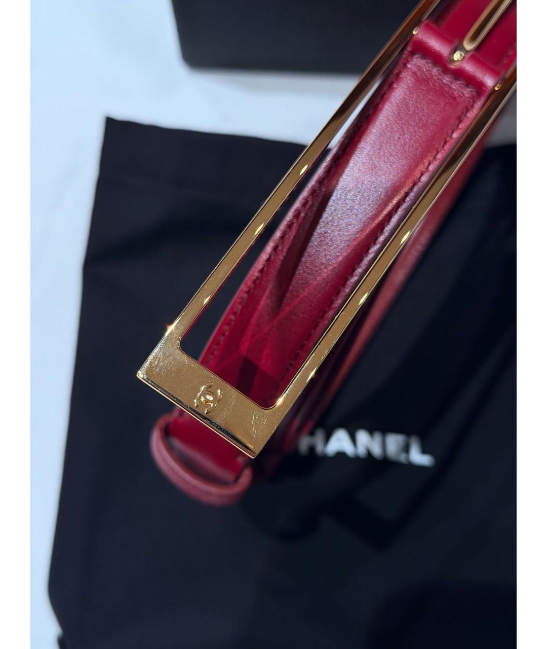 CHANEL Красный кожаный ремень, фото 2