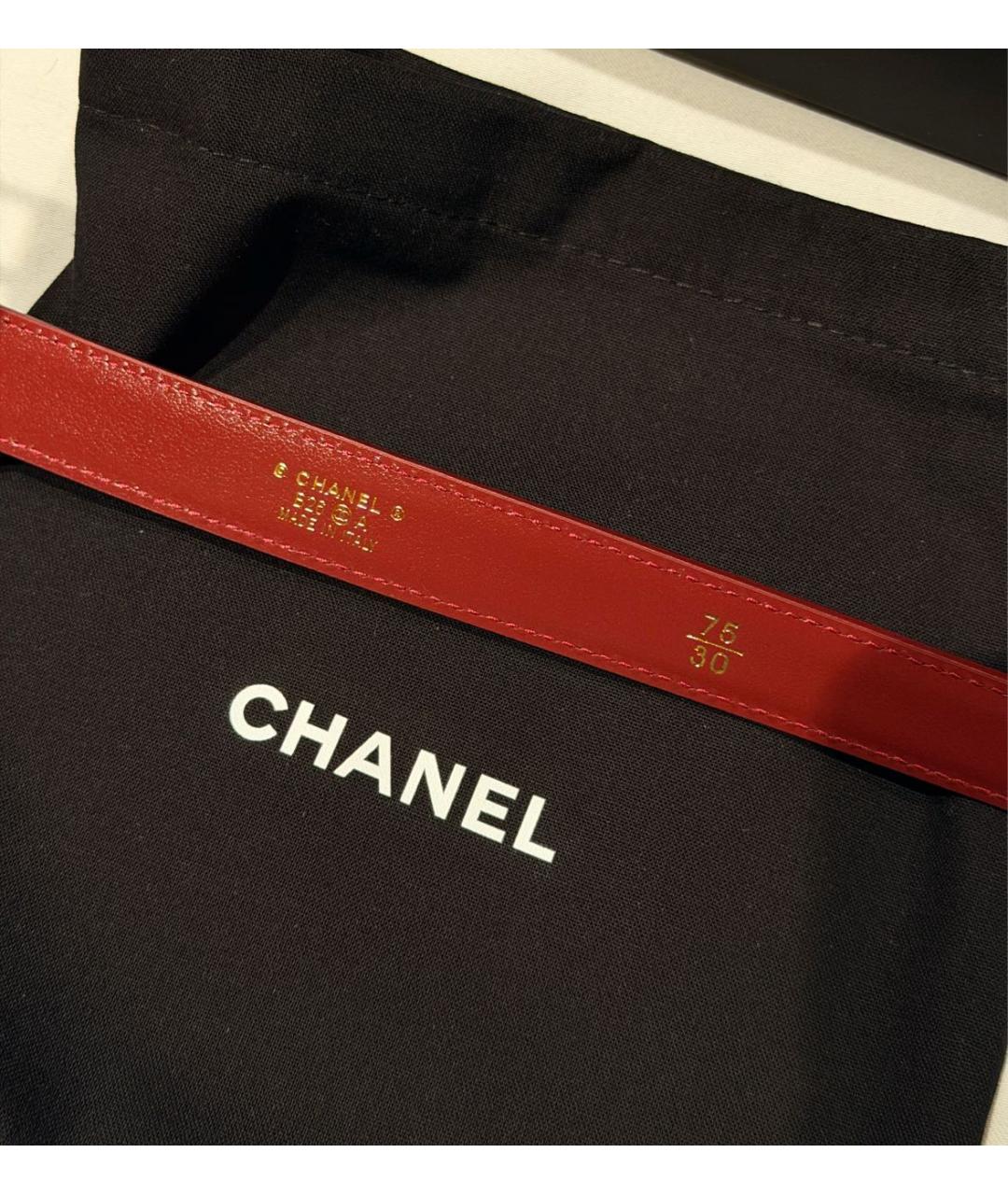 CHANEL Красный кожаный ремень, фото 5