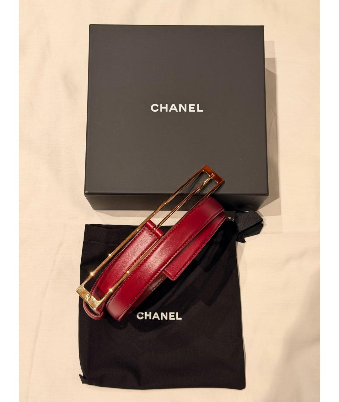 CHANEL Красный кожаный ремень, фото 9