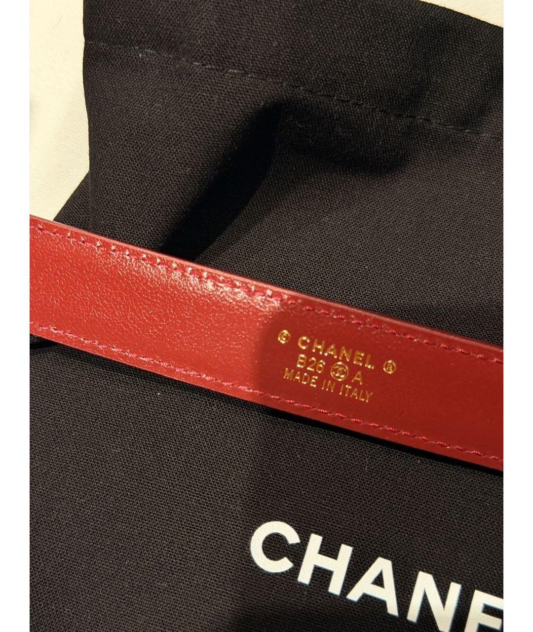 CHANEL Красный кожаный ремень, фото 3