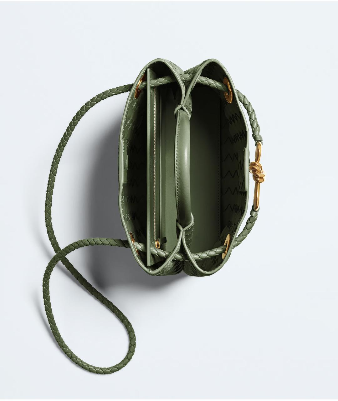 BOTTEGA VENETA Зеленая кожаная сумка тоут, фото 2
