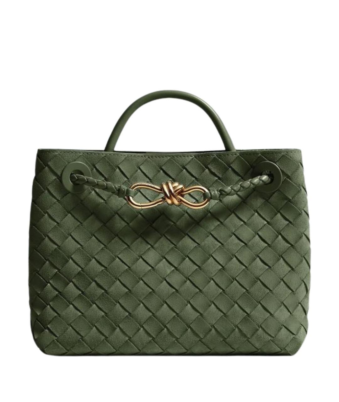 BOTTEGA VENETA Зеленая кожаная сумка тоут, фото 1