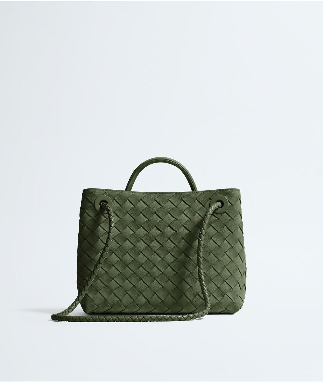 BOTTEGA VENETA Зеленая кожаная сумка тоут, фото 4