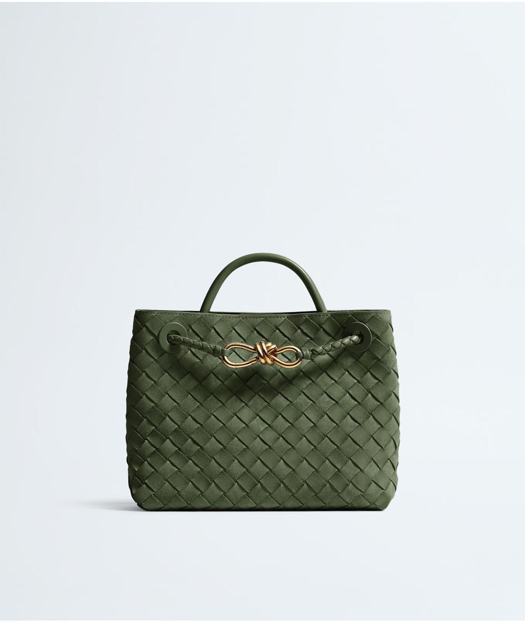 BOTTEGA VENETA Зеленая кожаная сумка тоут, фото 5