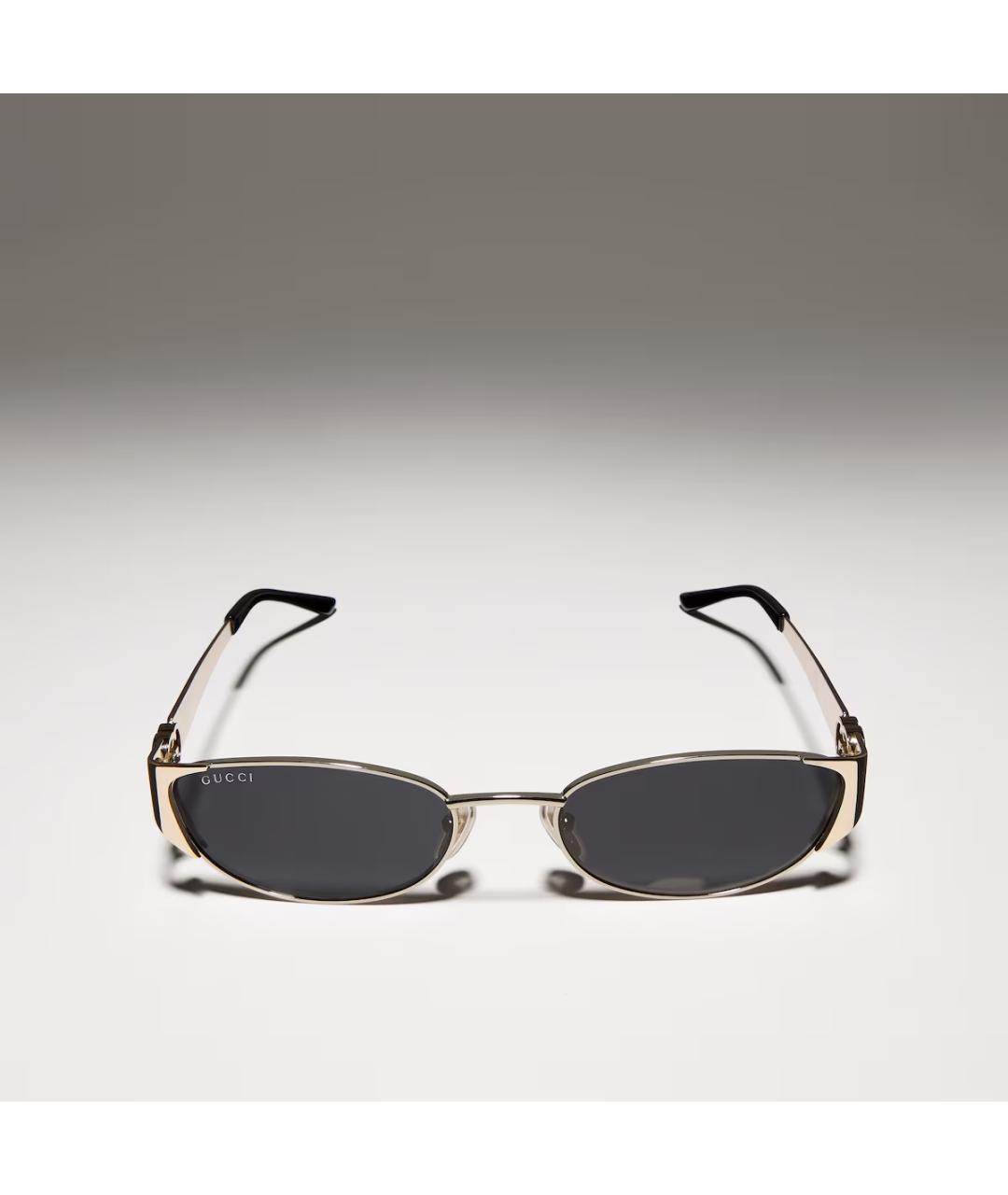 GUCCI Золотые металлические солнцезащитные очки, фото 4