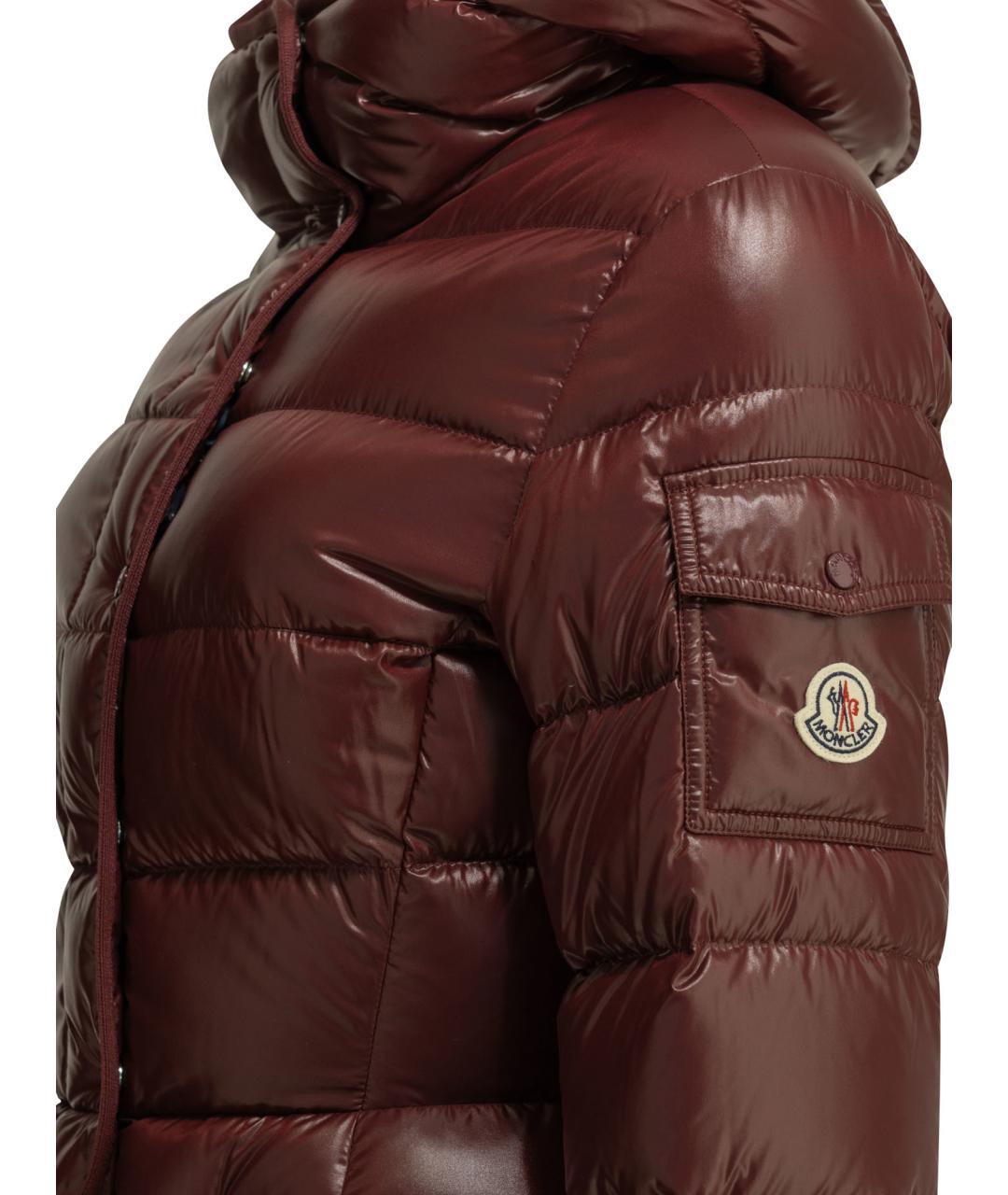 MONCLER Бордовый полиамидовый пуховик, фото 3