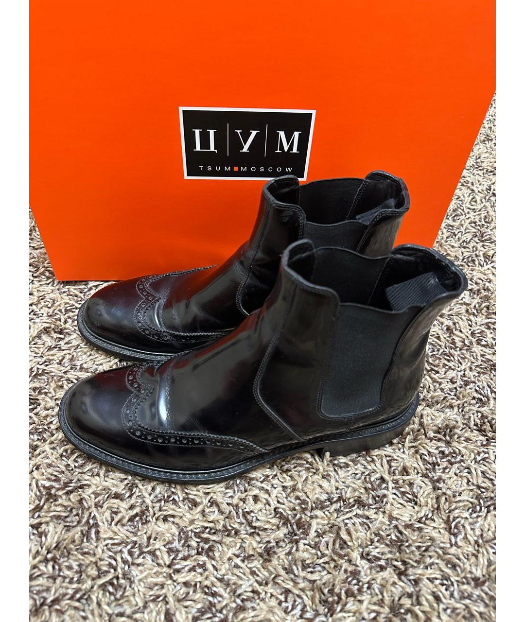 SAINT LAURENT Черные низкие ботинки из лакированной кожи, фото 3