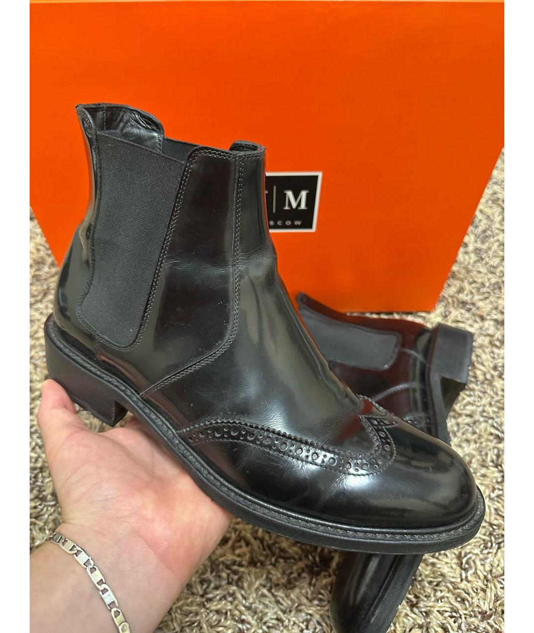 SAINT LAURENT Черные низкие ботинки из лакированной кожи, фото 7
