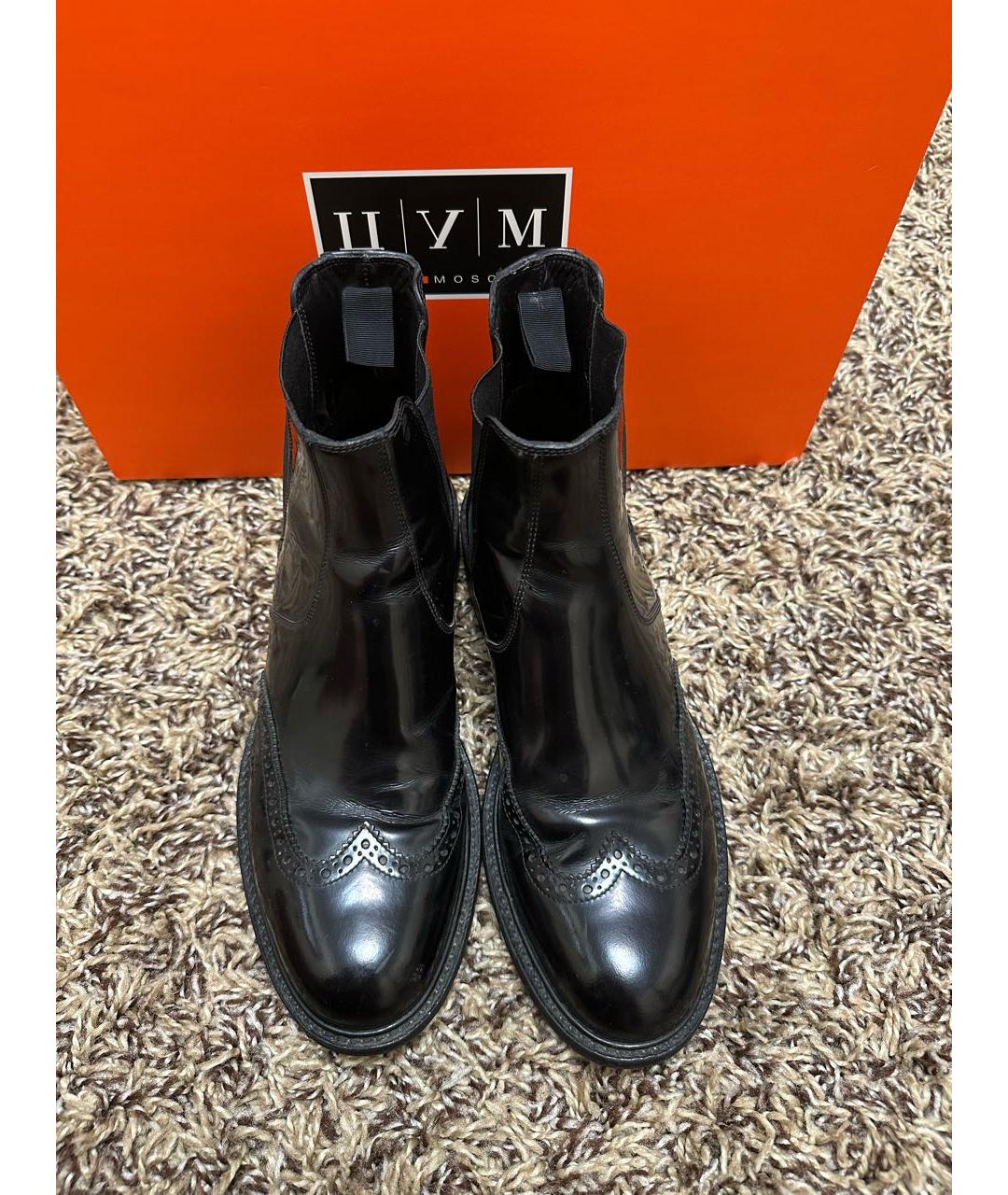 SAINT LAURENT Черные низкие ботинки из лакированной кожи, фото 4