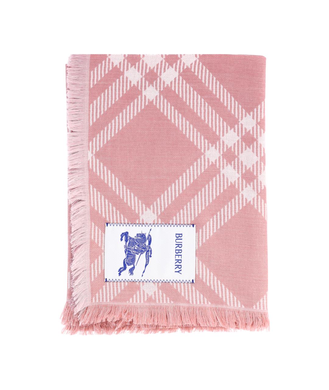 BURBERRY Розовый шерстяной шарф, фото 2