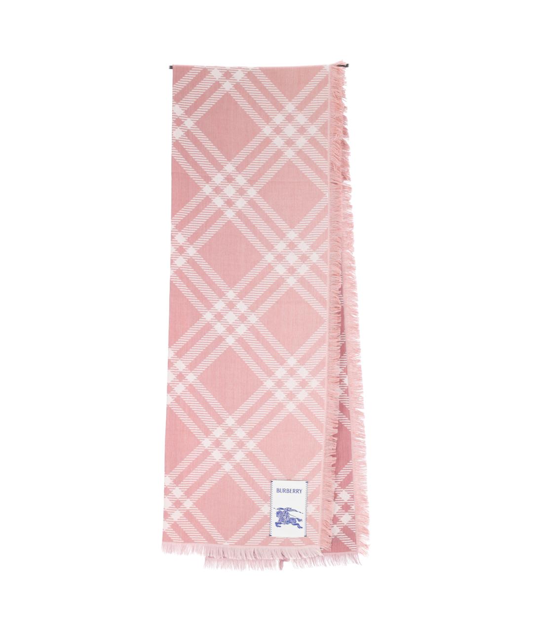 BURBERRY Розовый шерстяной шарф, фото 1