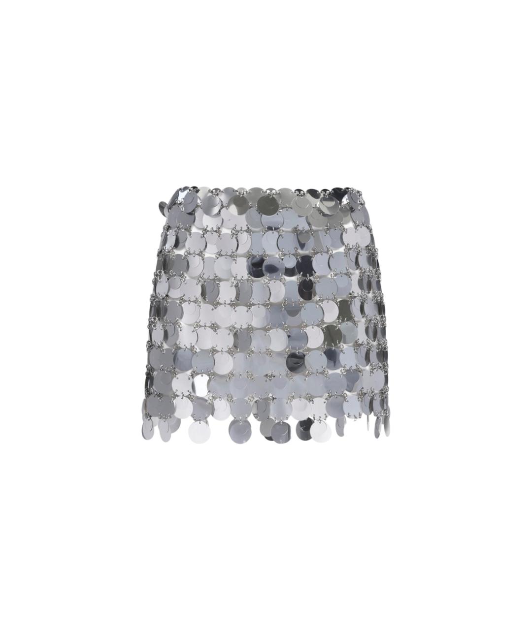 PACO RABANNE Серебряная полиэстеровая юбка мини, фото 1