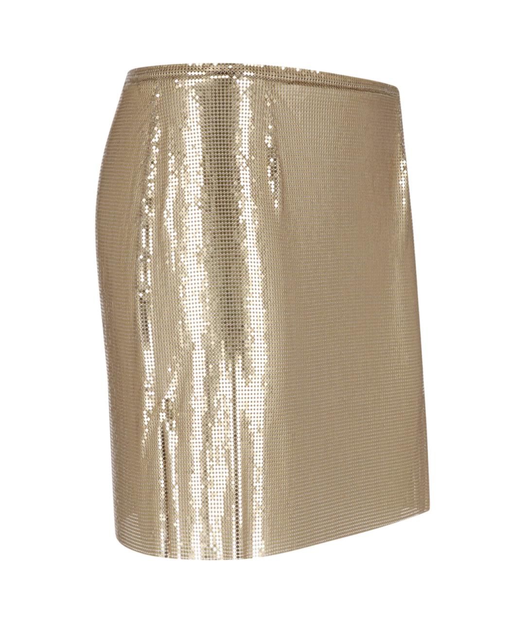 PACO RABANNE Золотая юбка мини, фото 3