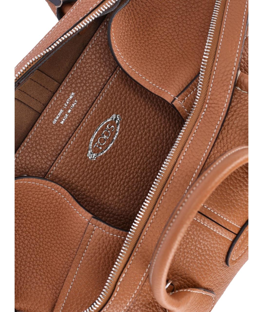 TOD'S Коричневая кожаная сумка с короткими ручками, фото 4