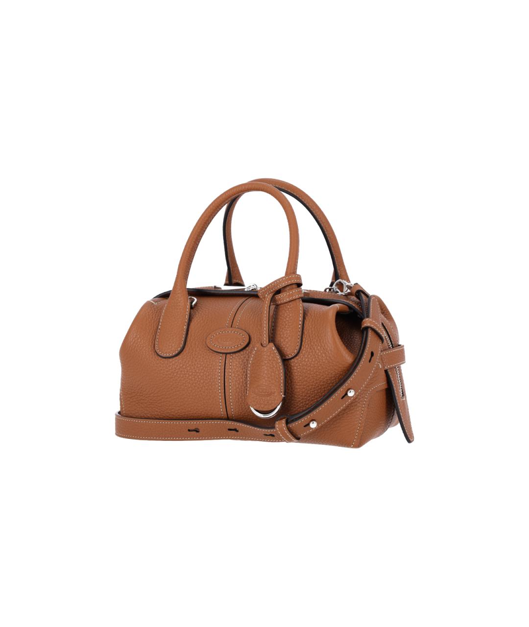TOD'S Коричневая кожаная сумка с короткими ручками, фото 2