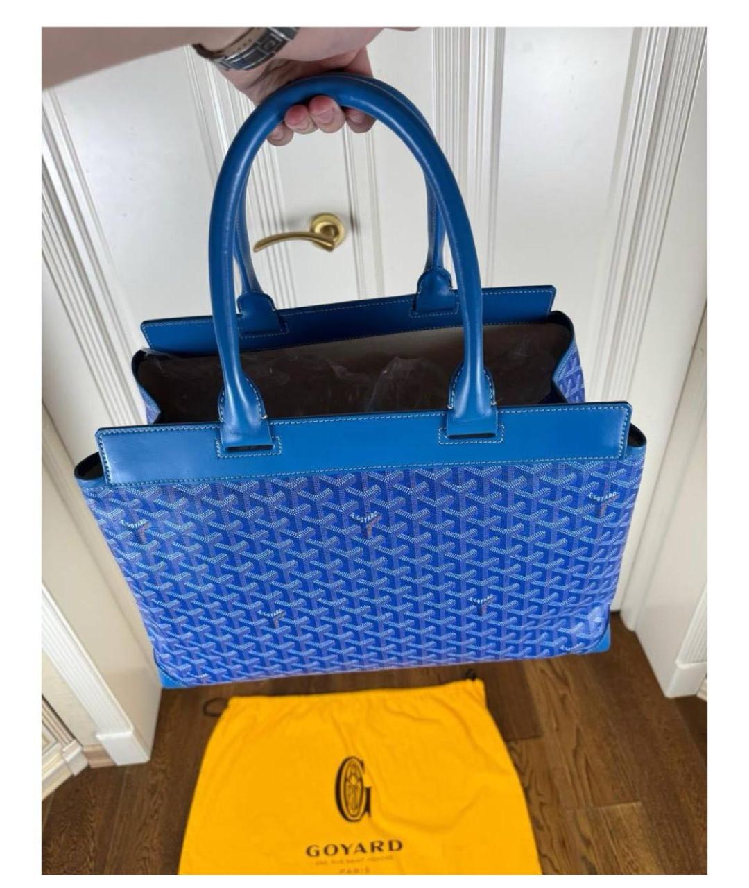 GOYARD Синяя кожаная дорожная/спортивная сумка, фото 3