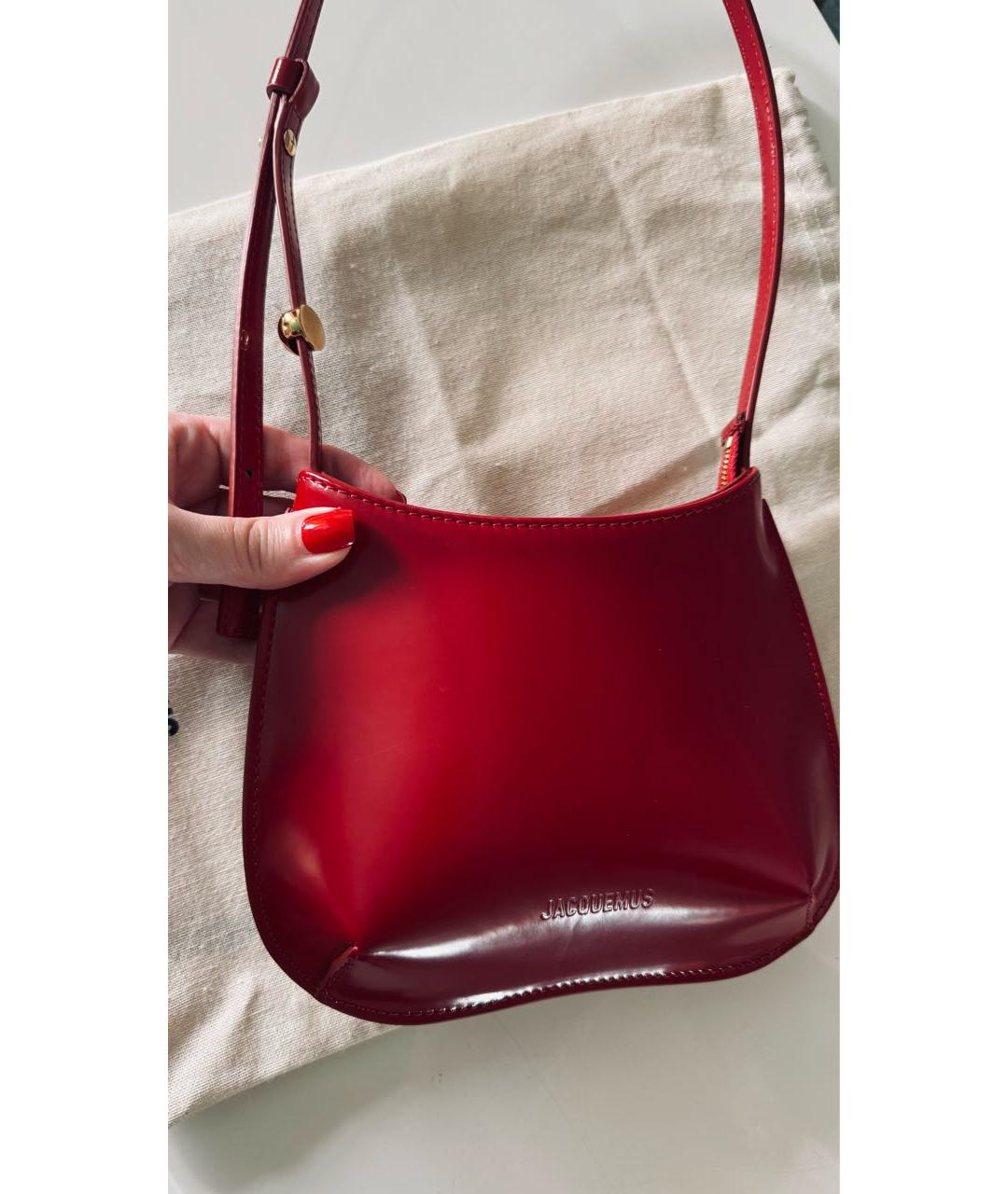 JACQUEMUS Красная сумка через плечо из лакированной кожи, фото 3