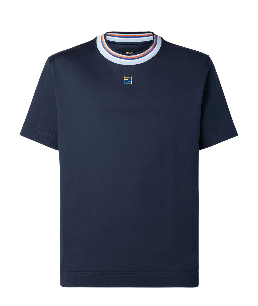 FENDI Синяя хлопковая футболка, фото 1