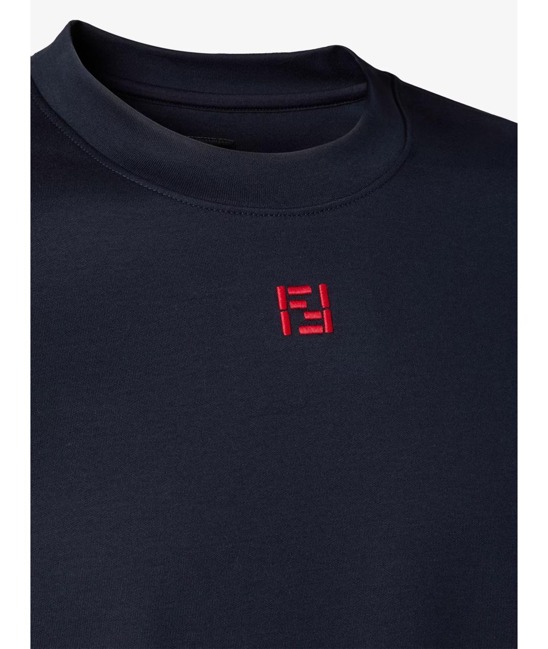 FENDI Синяя хлопковая футболка, фото 4