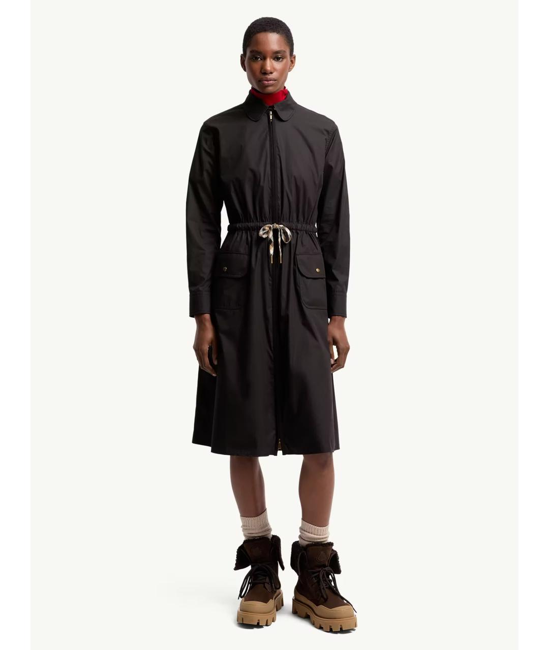 MONCLER Черное хлопковое повседневное платье, фото 2