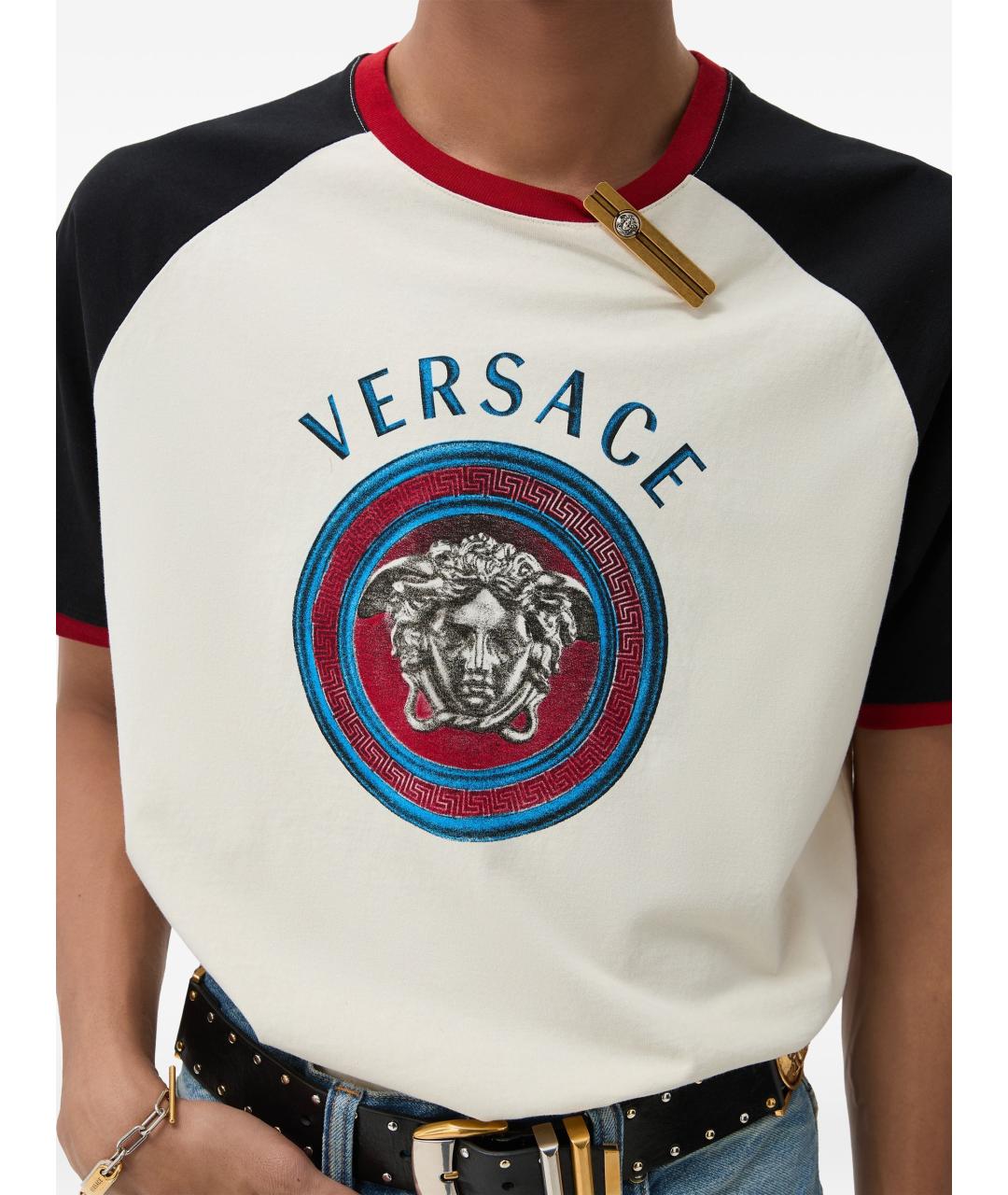 VERSACE Белая хлопковая футболка, фото 3