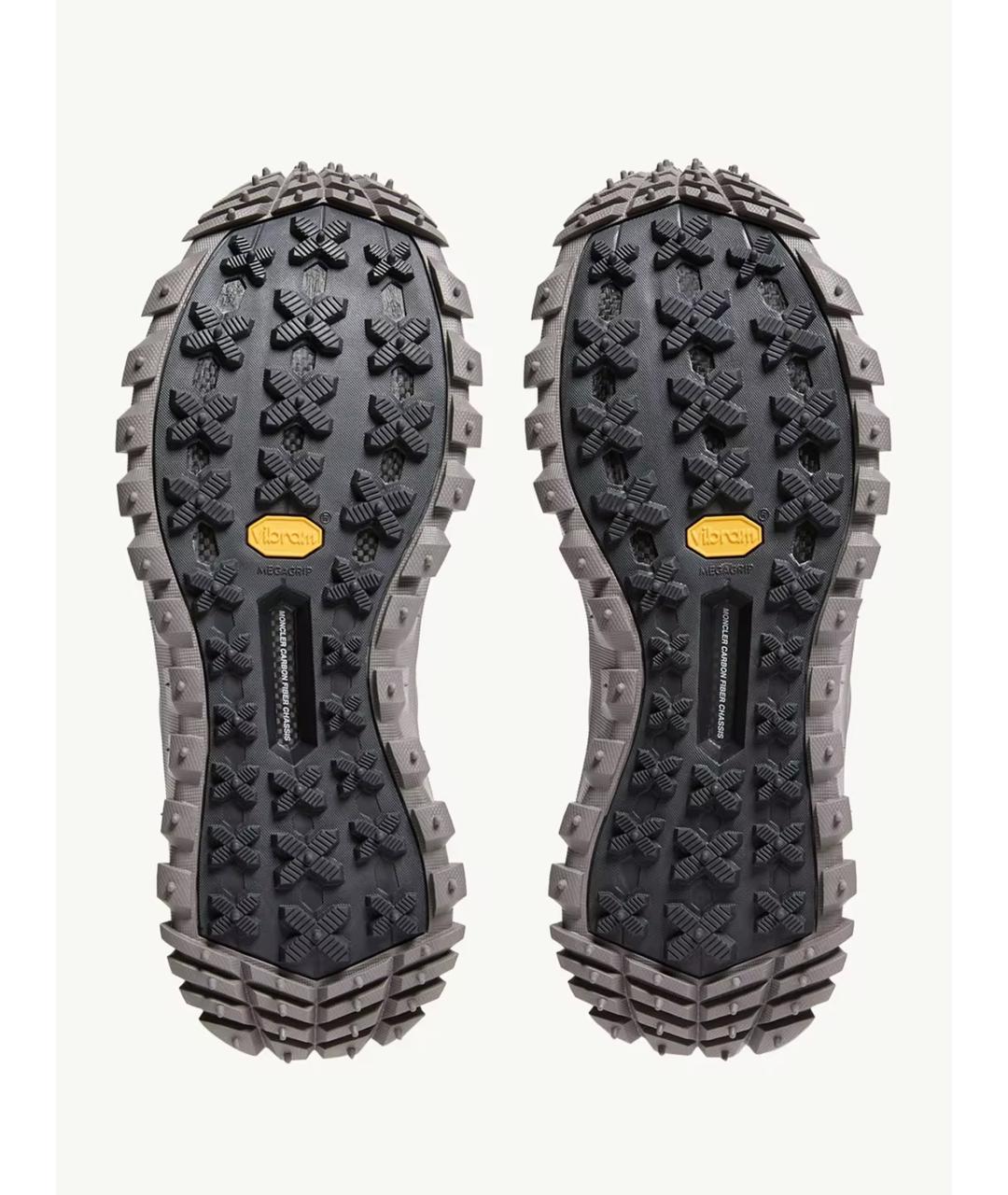 MONCLER Серые синтетические низкие кроссовки / кеды, фото 3