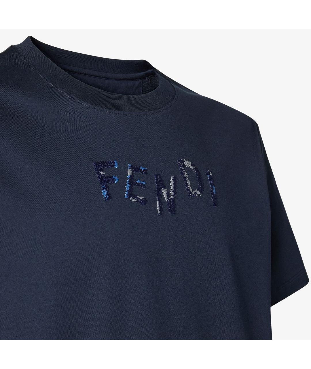 FENDI Синяя хлопковая футболка, фото 3