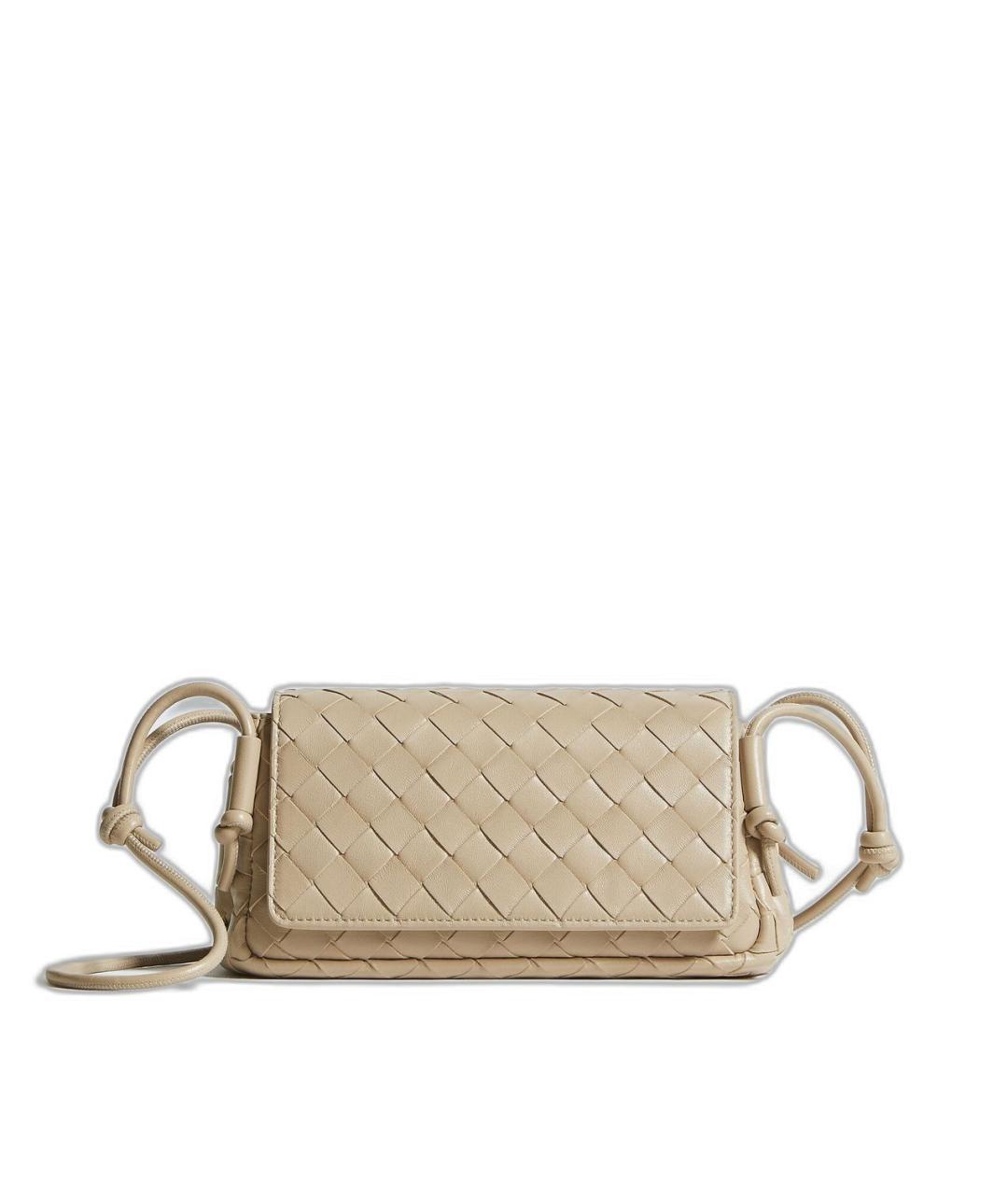 BOTTEGA VENETA Бежевая кожаная сумка через плечо, фото 1