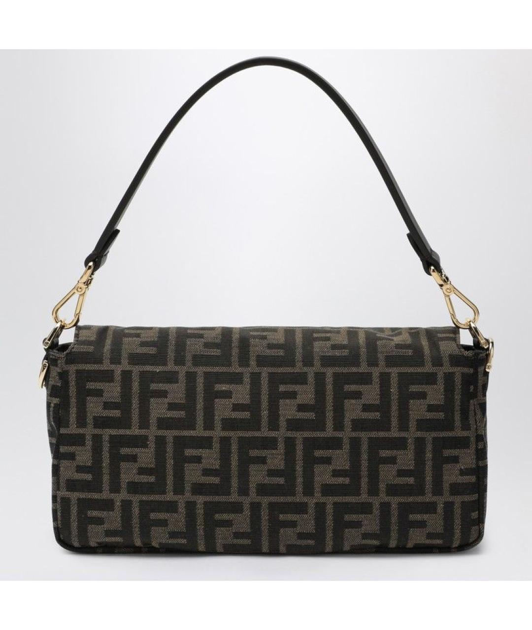 FENDI Коричневая жаккардовая сумка с короткими ручками, фото 2