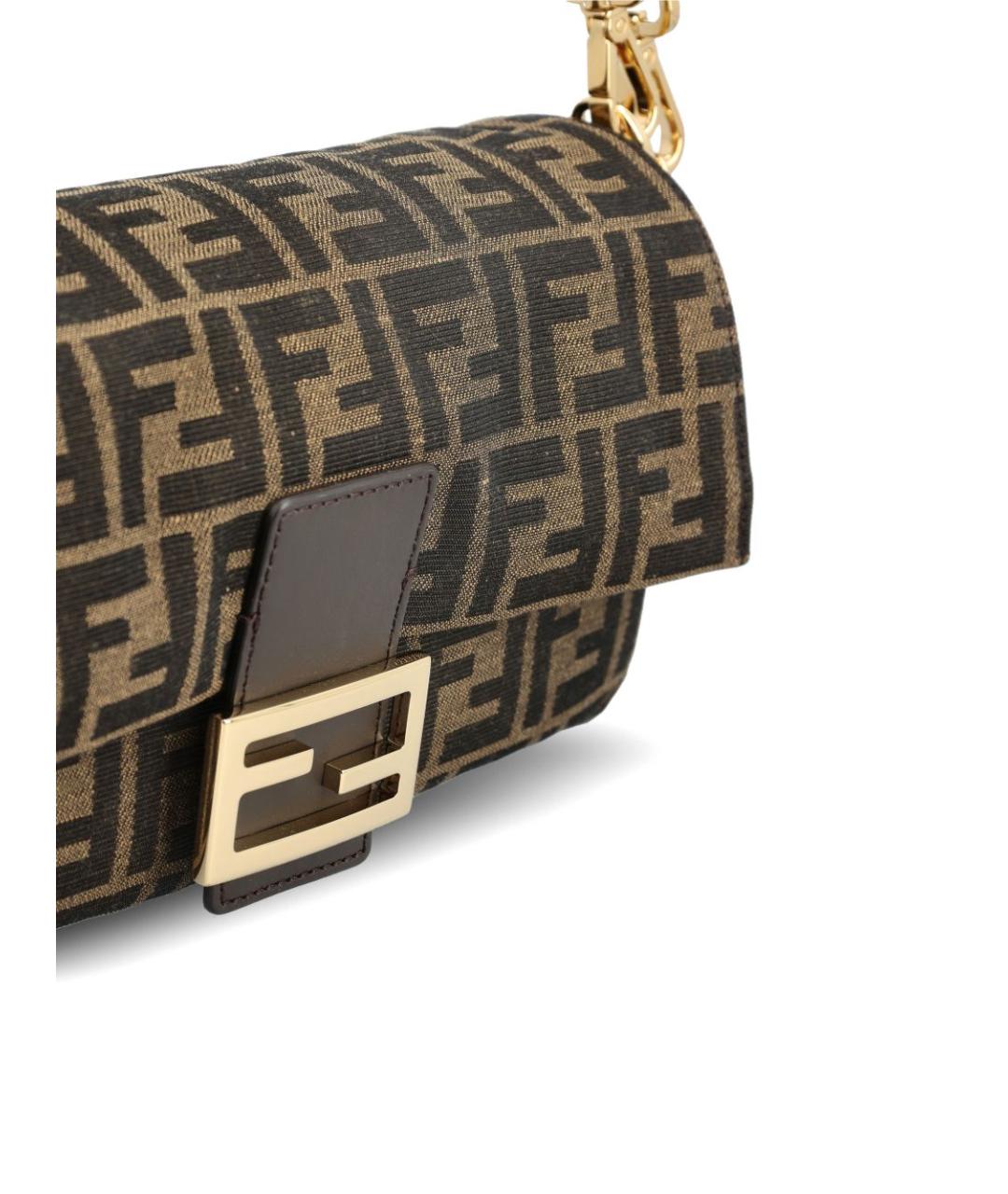 FENDI Коричневая жаккардовая сумка с короткими ручками, фото 4