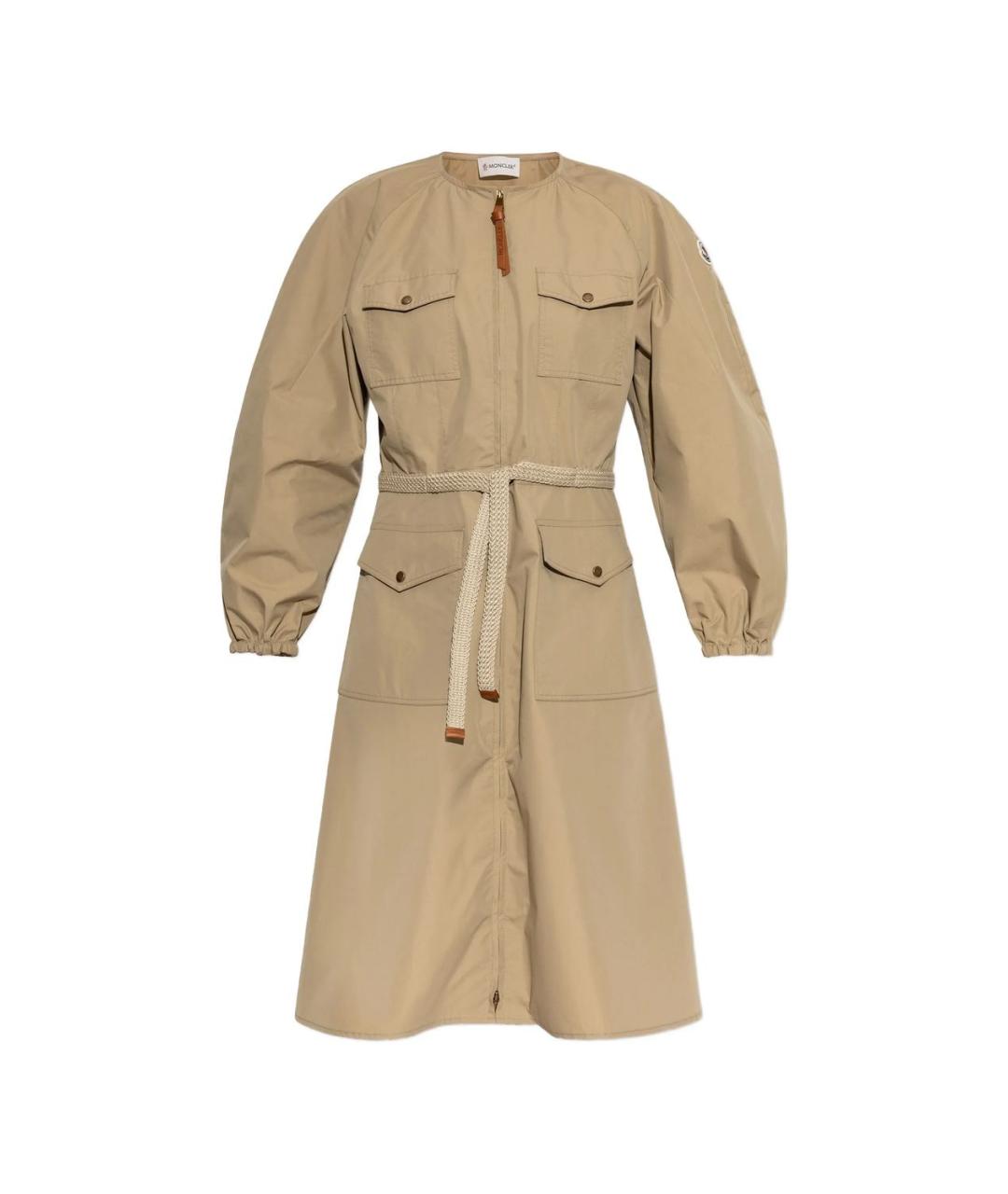 MONCLER Бежевое хлопковое повседневное платье, фото 1