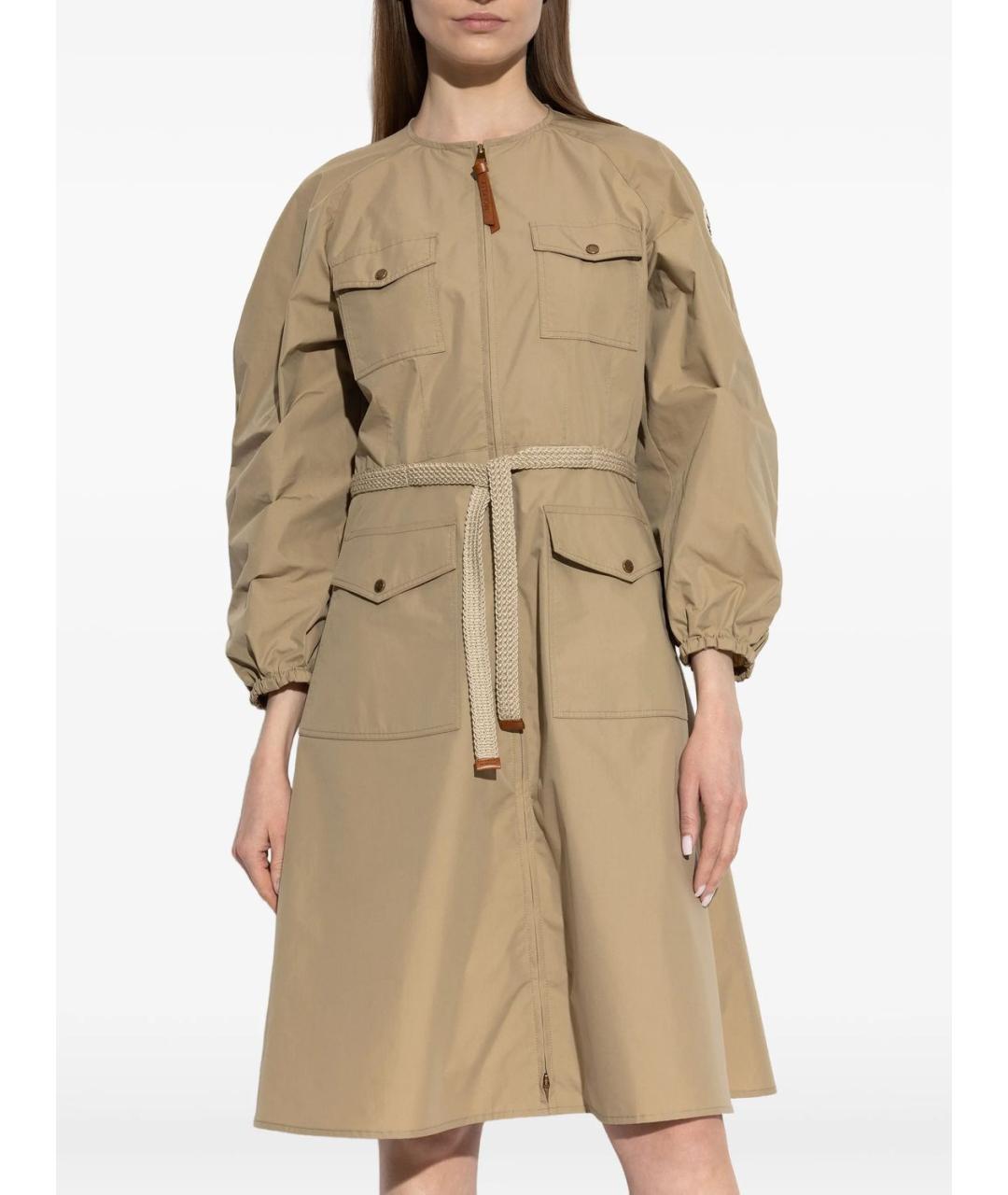 MONCLER Бежевое хлопковое повседневное платье, фото 2