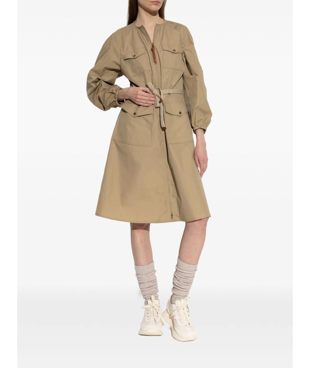 MONCLER Бежевое хлопковое повседневное платье, фото 5