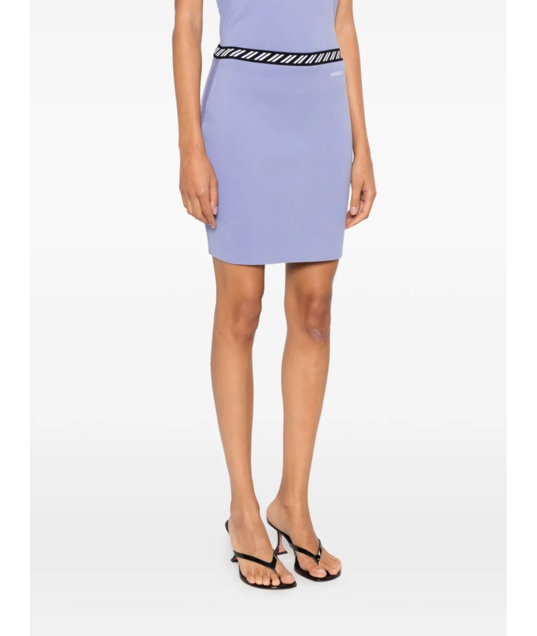 VERSACE Фиолетовая хлопковая юбка мини, фото 3
