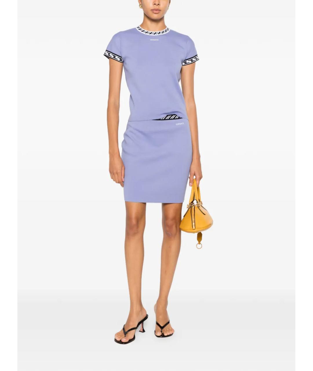 VERSACE Фиолетовая хлопковая юбка мини, фото 2