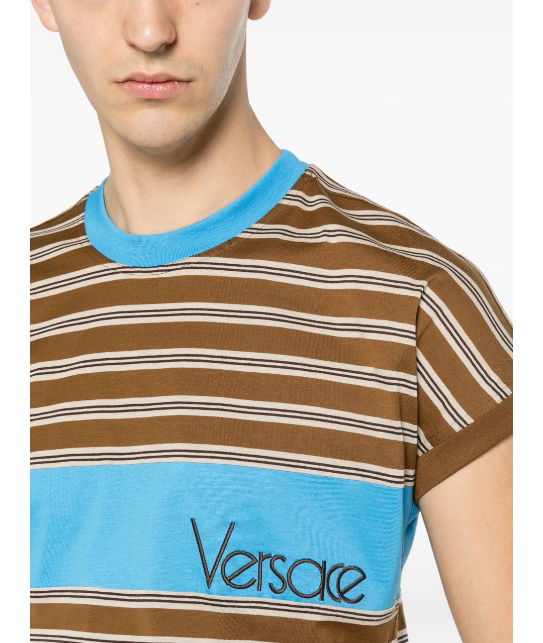 VERSACE Коричневая хлопковая футболка, фото 5