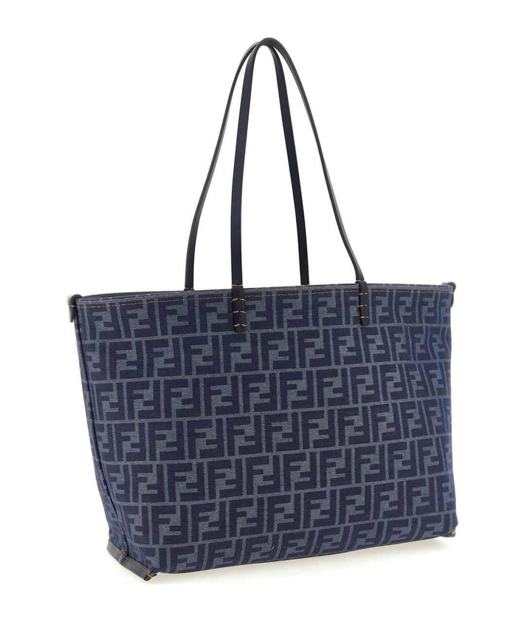 FENDI Синяя хлопковая сумка тоут, фото 3