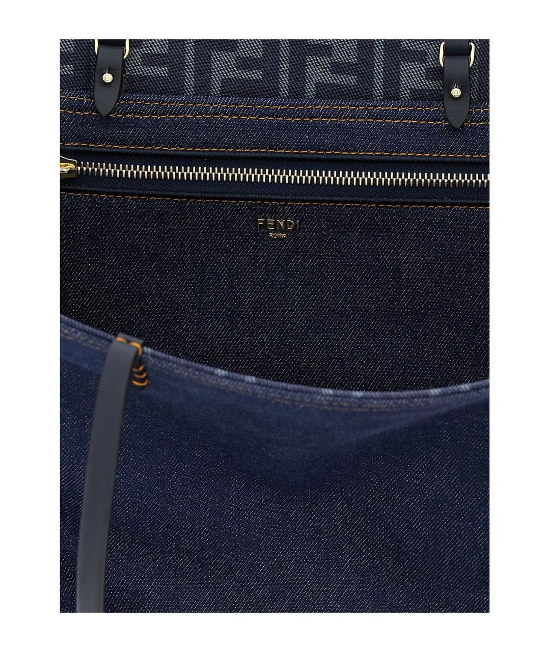FENDI Синяя хлопковая сумка тоут, фото 4