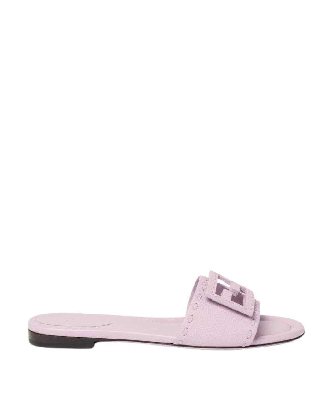 FENDI Фиолетовые кожаные сандалии, фото 1