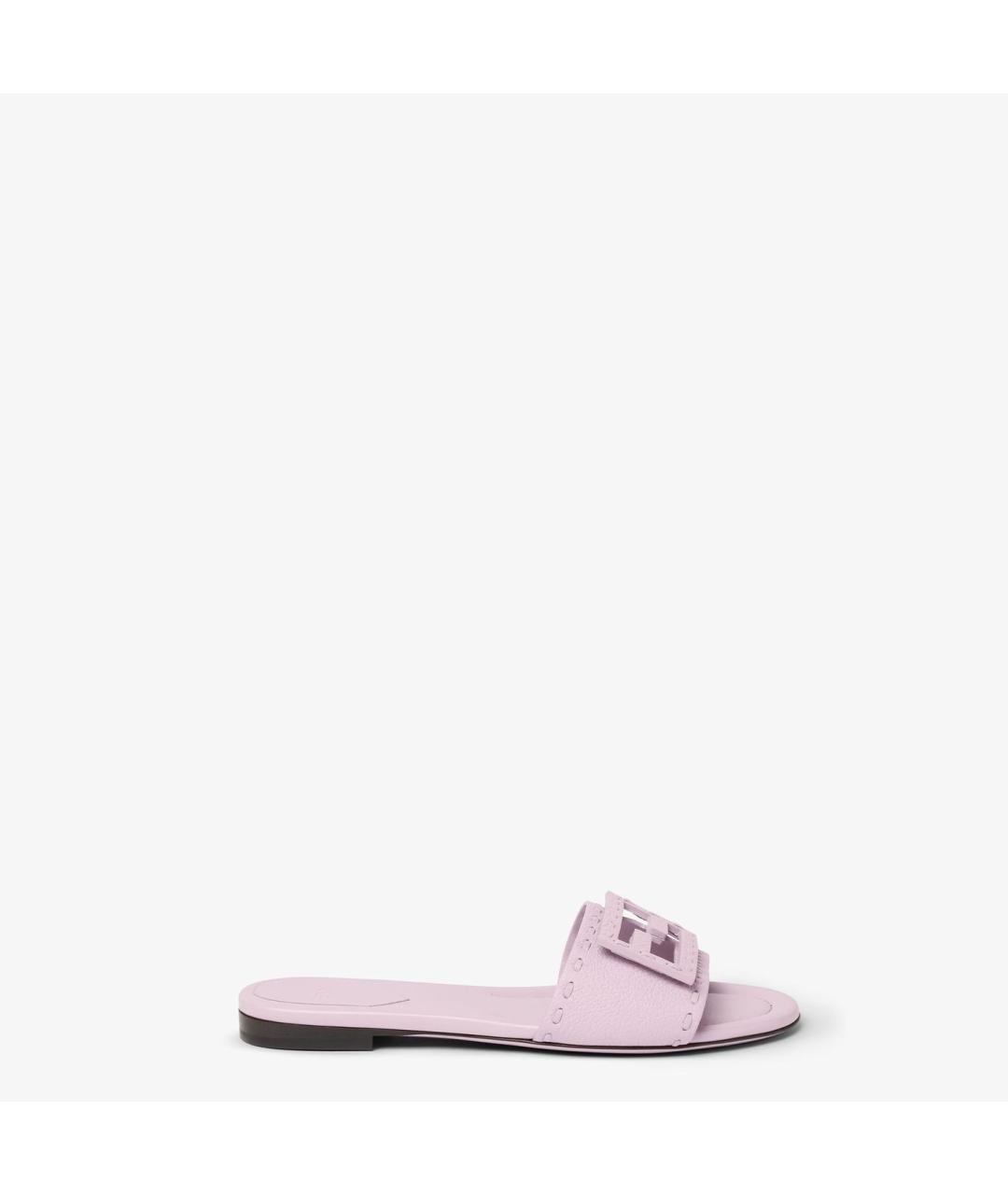 FENDI Фиолетовые кожаные сандалии, фото 5